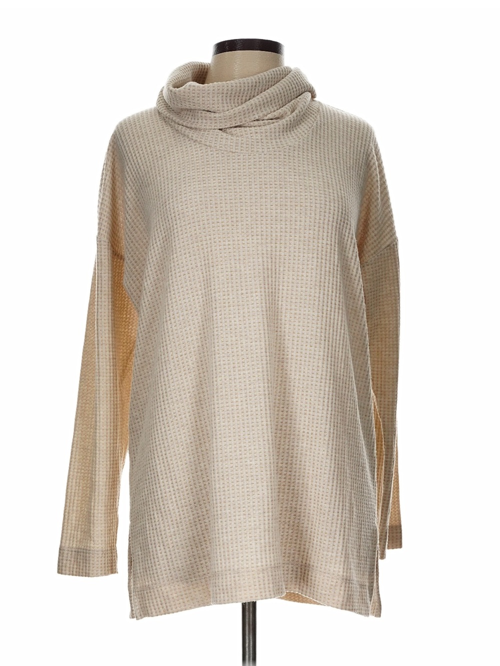 LOFT Cream Waffle Cowl Neck Tunic